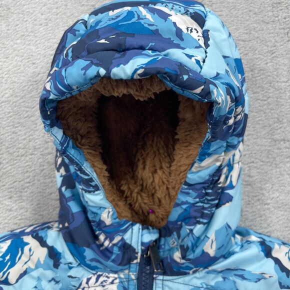 The North Face Reversible Mount Chimbo Jacket Baby 6-12 M Blue Sherpa Full Zip - Picture 8 of 16